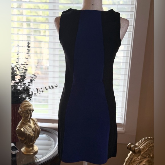 Sleek Sleeveless Colorblock Sheath Dress in Navy and Black - Picture 3 of 4
